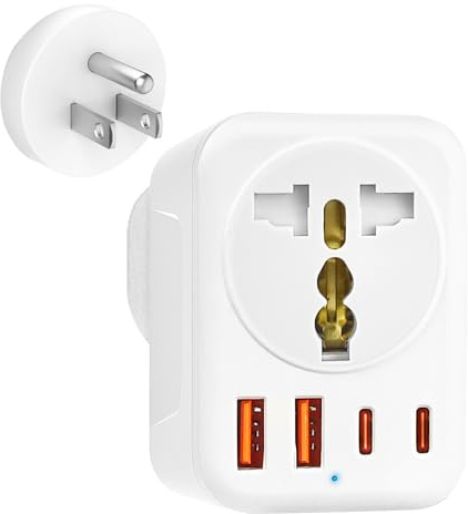 Loydia American Travel Plug Adapter, 5-in-1 US Plug Adapter, UK to USA Travel plug Adaptor, converts CN/EU/AU (Type A, B, C, D, E, F, G, J, K, L) plugs to Type B Adapter for the USA, Cuba, Mexico