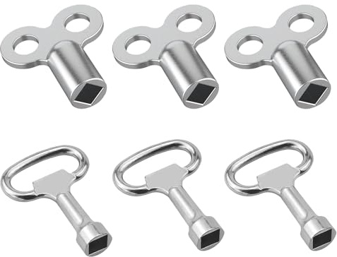 Llave Ascensor 6 Piezas Llave Contador Agua,Cuadrado de Plata Llave Purgar Radiadores,Adecuado rara Puertas de Ascensores,Cajas de Contadores de Agua y Llaves de Válvulas