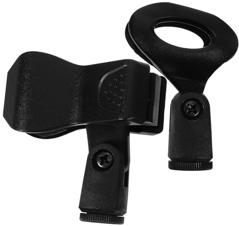 HEMOTON 2 Pinzas para Micrófono, Soporte de Plástico Negro, Ligero y Seguro para Grabaciones y Presentaciones, Paquete de 2