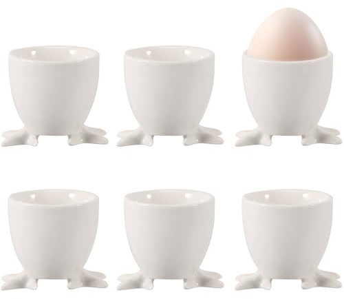 Joycabin 6 Stück Eierbecher Porzellan,Eierstnder für Jeden Frühstückstisch,Ostergeschenke Eierstnder,Eierständer Eierschale,Eierstnder Geschirr für Hart und Weichgekochten Eiern Ostern Geschenke Weiß