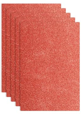 QUARKZMAN 5 stycken röda glitter skumplattor, 8 x 12 tum självhäftande EVA-skumplattor, tunt skum för pyssel, gör-det-själv-projekt, klassrum, scrapbooking (1,5 mm tjock)