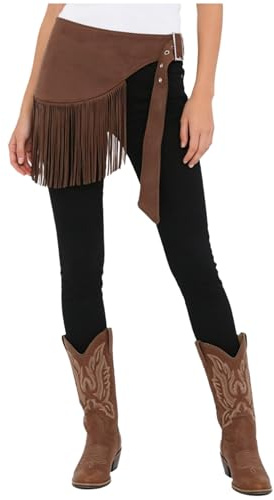 Agoky Ceinture Jupe À Franges Femme Déguisement Cow-Boy Western Écharpe De Hanche Festival Party Clubwear Type B Café Taille Unique