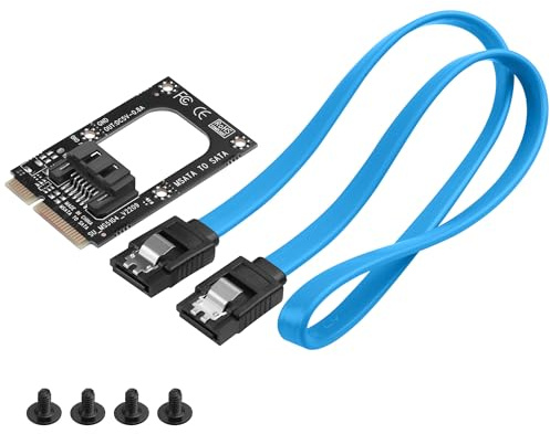 ELFJMZP mSATA till SATA 3.0-adapter, SSD-konverteringskort med 40 cm SATA-kabel och skruvar, svart PCB-kort