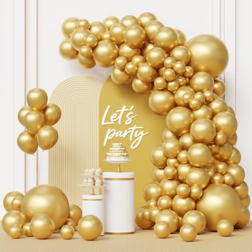 Luftballong, girlang guld, 105 stycken metalliska gyllene ballonger, girlang set, 18, 12, 10, 5 tum, ballonger, guldballonger, födelsedag, för födelsedagsdekoration, bröllop, flicka, Happy Birthday