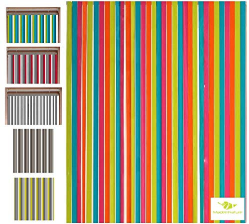 MadeInNature Tenda per porta con cordino in plastica di alta qualità, per interni ed esterni, larghezza 90 cm x lunghezza 220 cm, diversi modelli a scelta (multicolore)