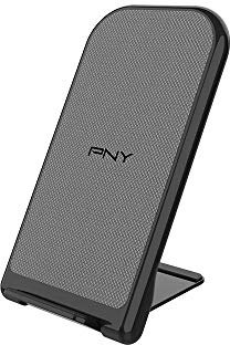 PNY Caricatore Wireless, Fino a 10W, Certificato Qi, per Tutti Gli Smartphone abilitati Qi, Ricarica Orizzontale o Verticale, Design Pieghevole, Finitura in Tessuto Grigio Premium