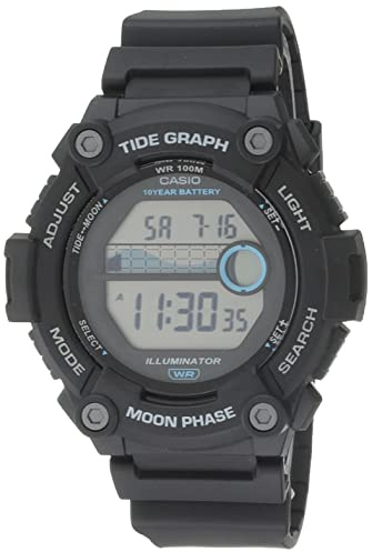 Casio Série WS1300H | Montre numérique | Résistance à l'eau 100 mètres | Rétroéclairage LED | Chronomètre 1/100 SEC | Graphique des marées | Minuteur Coundtown | Lumière LED | Alarmes multifonctions |