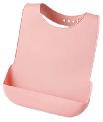 YYGMSS Bavoirs pour Adultes Imperméables Rose Bavoirs en Silicone avec Récupérateur de Miettes Bavoir Réglable pour Femmes âgés Mangeant Lavable Facile à Nettoyer-L