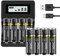 8 Stück AA Akku mit Ladegerat - 1.5V/Lithium 3400mWh AA Akkus Aufladbare mit LCD Anzeige Schnellladegeräte AkkuLadegerät 4 Slot für Li-ion Mignon AA, Micro AAA Akkus Batterien