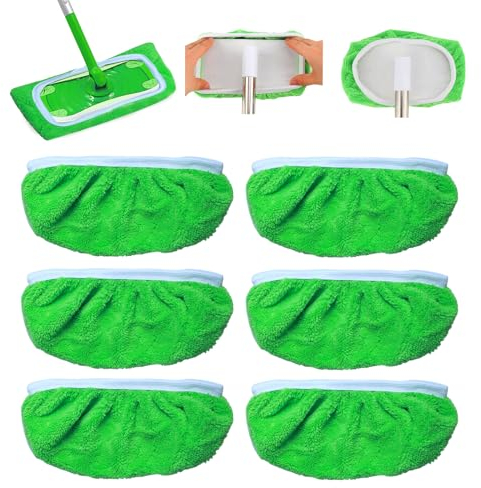 ZephyrCraft 6 Stück Bodentücher für Swiffer Sweeper Mop, Mehrweg Swiffer Flachmopptuch, Waschbaren Swiffer Bodenwischer Nass- und Trockengebrauch