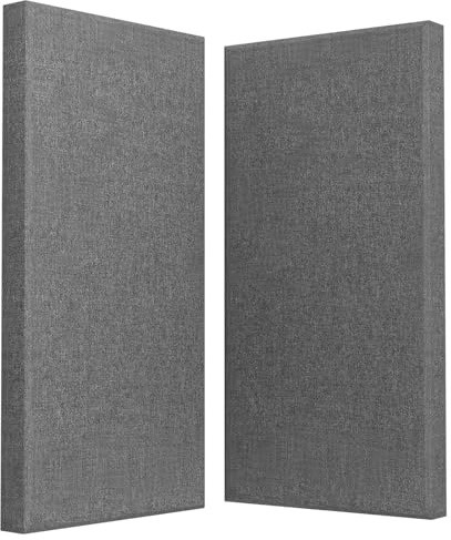 UMIACOUSTICS 2 PCS Acoustic Panel, 47.2 x 23.6 Fiberglass Sound Proof Wall Panels, Sound Absorbing Panels for Studios, Office, Home Theater. Charcoal Grey