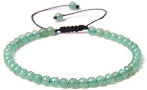 JENCVNL Naturstein Armband 4mm Echtes Naturstein Armband Damen Verstellbar Perlenarmbänder Edelsteinarmband Edelstein Armbänder für Damen Frauen (Grüner Aventurin)