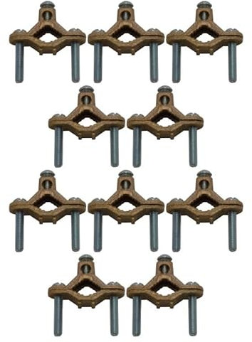 COREX 1/2 to 1 Bronze Water Pipe Ground Clamp - High Conductivity Grounding Clamp Conduit Fitting - 10 Pack
