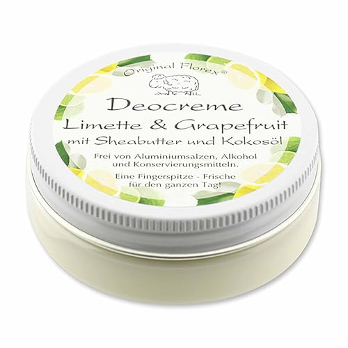 Florex Deocreme - Limette & Grapefruit - mit Schafmilch ohne Aluminiumsalze Alkohol Konservierungsstoffe 40 ml - der Sommerduft