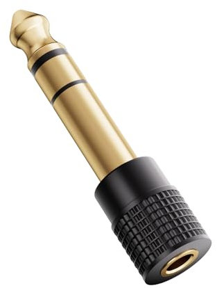 VCELINK 6.35mm 1/4 Male to 3.5mm 1/8 Female Audio Adapter, Gold-Plated TRS Stereo Jack, Solid Brass Housing, for Headphones, Guitar, Mixer, Amp, Keyboard, 1 Pack