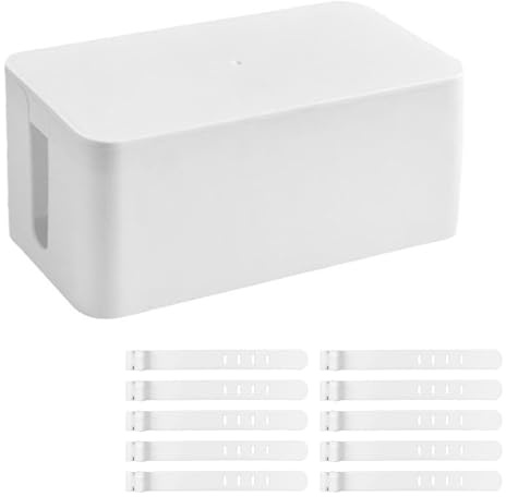 Caja para Cables, Caja Organizadora Cables, para Ocultar Regletas de Enchufes y Cable Eléctricos de Televisores, Ordenadores y Escritorios (Blanco)