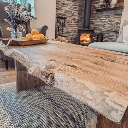 Tribe Joinery LINA Live Edge Coffee Table, Rustic Solid Wood, Natural Edge (L120xW60xH45cm)