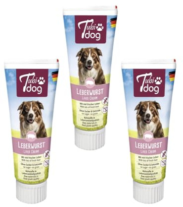 Tubi dog Delikatess - Salsiccia al fegato, confezione da 3 pezzi, 3 x 75 g, mangime complementare per cani, senza zucchero
