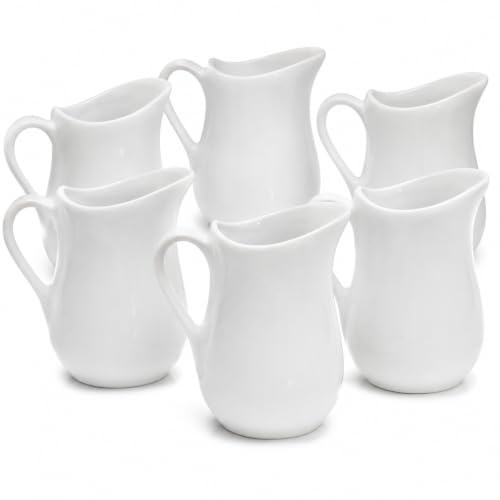 Traditional Gravy Jug (6 Pcs-125ml) – Elegant White Ceramic Serving Jug for Cream Custard Sauces – Perfect Jug for Christmas Weddings Roast Dinner Tea Restaurants - Dishwasher and Microwave Safe
