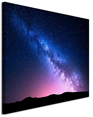 Paul Sinus Art Kunstfoto auf Leinwand 60x40cm Landschaftsfotografie – Milchstraße im pinken Sternenhimmel auf Leinwand exklusives Wandbild moderne Fotografie für ihre Wand in vielen Größen