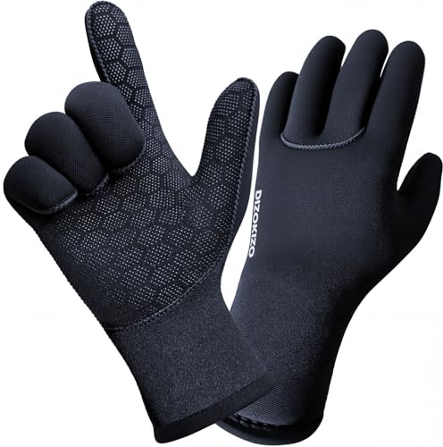 PAWHITS Neoprenhandschuhe 3mm Thermohandschuhe Winterhandschuhe wasserdichte Anti-Rutsch-Handschuhe für Männer und Frauen Herren Schwarz (M)