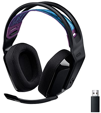 Logitech G G535 LIGHTSPEED Wireless Gaming Headset - Lightweight on-ear headphones, flip to mute mic, stereo, compatible with PC, PS4, PS5, USB rechargeable - Black