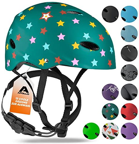 Apollo Skaterhelm Herren, Damen und Kinder | Kinderfahrradhelm | Verstellbar | Skateboard, Scooter, BMX Helm Kinder mit Drehrad-Anpassung | für Jungen und Mädchen | Verschiedene Größen und Farben
