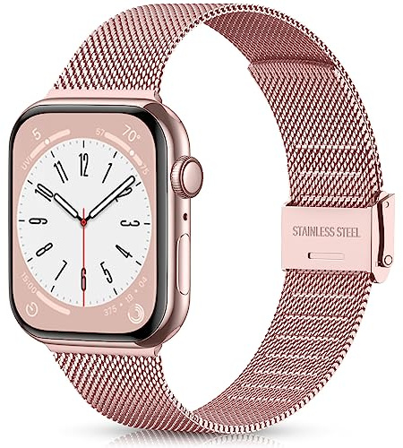Ouwegaga Kompatibel med Apple Watch-rem 38 mm 40 mm 41 mm 42 mm 44 mm 45 mm 46 mm 49 mm, rostfritt stål metallremmar kompatibla med iWatch rem serie 10 9 8 7 6 5 4 3 2 1/SE Ultra/Ultra 2, kvinnor män