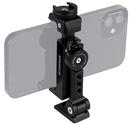 Soporte de Trípode de Metal para Teléfono+Zapata Fría Giratoria 360 ángulos de Rotación e inclinación,Compatible con iPhone, Trípode de Escritorio para Teléfono