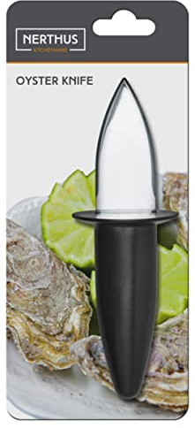 NERTHUS FIH 891 Cuchillo para Ostras de Acero Inoxidable, Color Negro