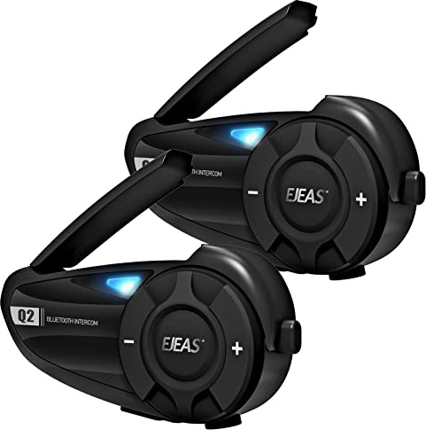 EJEAS Q2 Hjälm Intercom Moto, Bluetooth 5.1 Med FM Och CVC Brusreducering, Ljud Och Stabil Anslutning För Full Duplex 2 Personer (2 Pack)