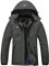 YSENTO Damen Winter Fleece wasserdichte Skijacke Outdoor Verdickte Softshell Warm Winddicht Wandern Funktionelle Atmungsaktive Jacke mit Abnehmbarer Kapuze(Dunkelgrau,L)