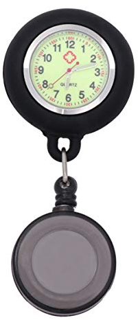 ULTECHNOVO Schwesternuhr: Modische Taschenuhr Mit Clip FüR Krankenschwestern, Luminous Pocket Watch, Einziehbare Quarz Taschenuhr FüR SchüLer Und ÄRzte - Schwarz