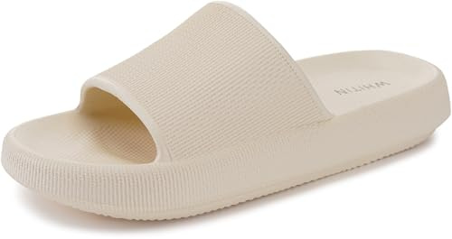 WHITIN Women's Slides Cushioned 9-10 Thick Sole Slippers Home Wear Beige