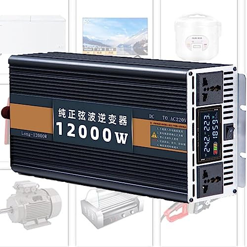 Convertisseur Pur Sinus 4000W 5000W 6000W 7000W 8000W 10000W 12000W Onduleur Solaire Voiture DC 12V 24V 48V 60V à AC 220V 230V 240V Onduleur Onde Sinusoïdale Pure Power Inverter (12V,12000W)