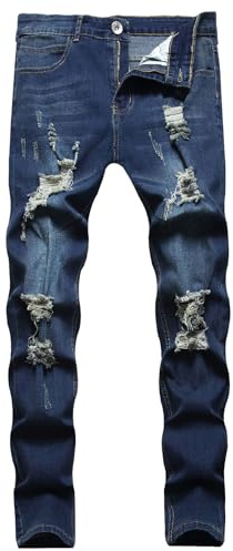 Jeans Uomo Estivi Leggeri Slim Fit Pantaloni Jeans da Strada Pantaloni Hip-Hop retrò a Tubo Dritto Slim Fit da Uomo 3XL