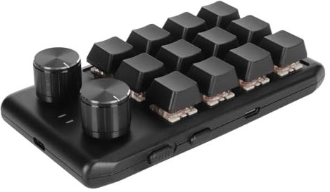 Macro Programmable Keypad,One Handed Custom Programmable Gaming Keyboard,12 Keys 2 Knobs Macro Keypad Compatible for Win, for Vista, for Linux, for OS X Laptop for Office Gaming Lab (Wired USB)