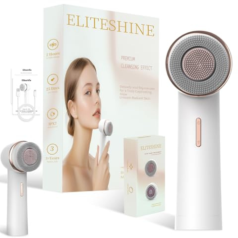 Cepillo eléctrico de limpieza facial con cabezales de silicona y cerdas, exfoliante facial eléctrico suave, cepillo de limpieza facial, máquina de cepillo de lavado facial, recargable, alivio para