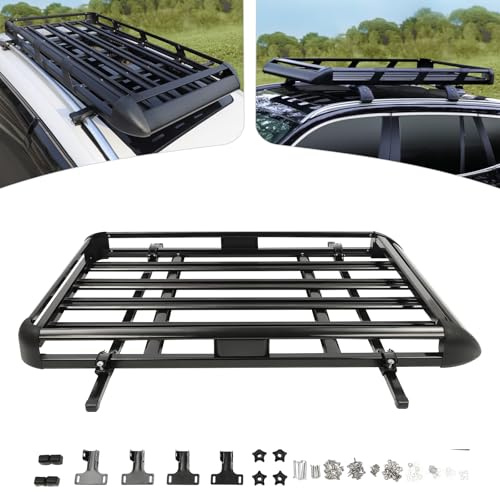 VonVVer Takbagagehållare, korg, 140/160 cm – bil, takställ, korg, aluminium, takkorg, pakethållare, bagage upp till 150 kg, universal takräcke (svart) (140 x 100 cm)