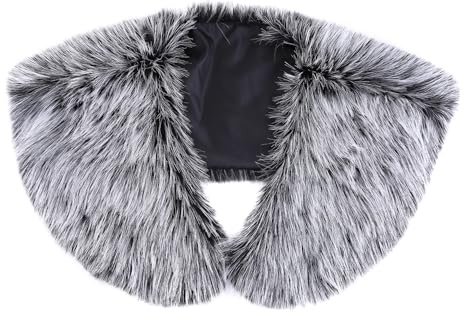 ISAKEN collo in pelliccia sintetica per uomo e donna, sciarpa mantellina avvolgente collo in pelliccia sintetica sulle spalle per donna per cappuccio cappotto invernale parka giacca