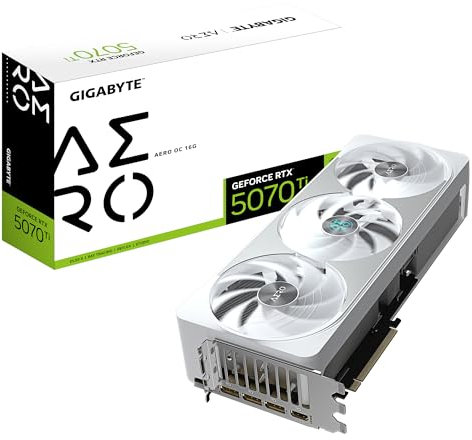 Gigabyte GeForce RTX 5070 Ti AERO OC 16G Grafikkarte - 16GB GDDR7, 256 Bit, PCI-E 5.0, 2588 MHz Core Clock, 3 x DP 2.1a, 1 x HDMI 2.1b, NVIDIA DLSS 4, GV-N507TAERO OC-16GD