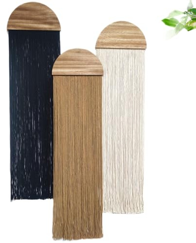 FZHLR Macrame Wall Hanging Large Colorful 3 pcs Semi circle Yarn Tapestry Home Boho Wall Decor Headboard Bedroom Living Room Apartment Wall Art Birthday Gift Xmas Black Brown White