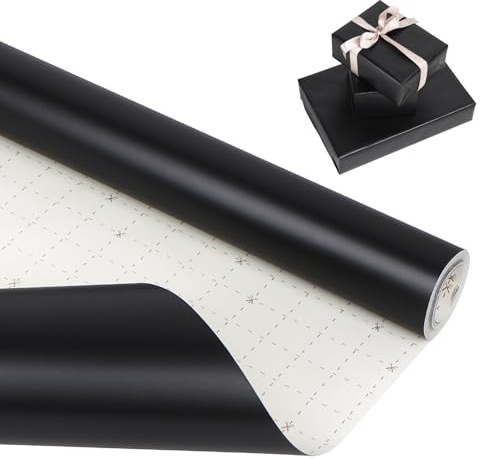 Black Wrapping Paper Roll,43cm*10m Black Matte Wrapping Paper,Solid Color Gift Wrap Paper for Birthday,Party, Wedding,Christmas, Festive Decorations,DIY Crafts