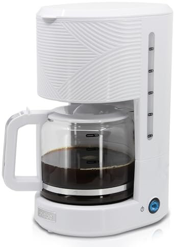 briebe Elegance Cafetière Filtre 10 Tasses Machine à Café, Filtre Permanent Réutilisable, Fonction Maintien au Chaud, Système Anti-goutte 1,25L, Blanc