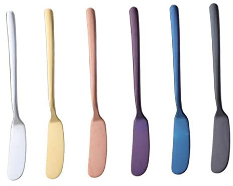 GALPADA 2Pièces Set de Couteaux à Beurre Acier Inoxydable Doré Multifonctionnel pour Crème Fromage et Confiture Ustensiles de Cuisine pour Restaurants et Événements