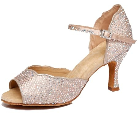 Miyoopark dam latin dansskor klack med strass kväll bröllop sandaler skor