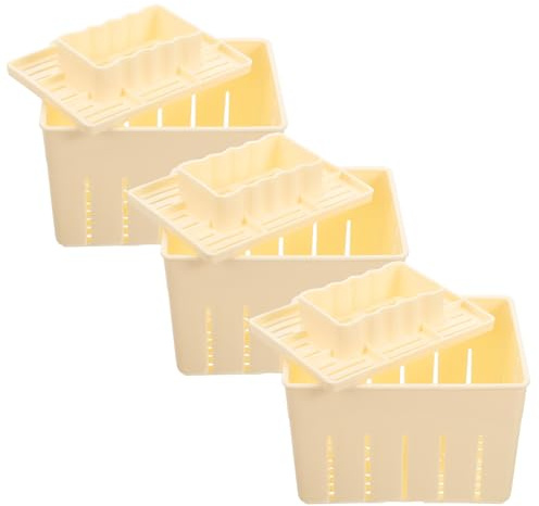 UKCOCO 3 Juegos Kit de Prensa para Tofu y Queso Plástico con Tapa Molde Práctico para Hacer Tofu Casero de Herramienta Fácil de Usar para Prensado Doméstico