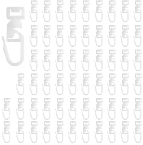 60 Pcs Ganchos Cortinas Riel, Ganchos de Cortina para Rieles de 5,8-7 mm, Gancho Cortina Riel de Plástico para autocaravanas y caravanas