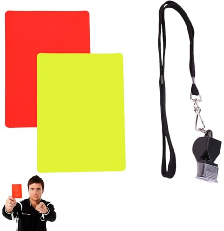 Juego de árbitros para balonmano de fútbol, kit completo de Schiri con tarjeta roja y amarilla, silbato de metal y correa, equipo profesional para entrenadores, profesores de deportes y oficiales en