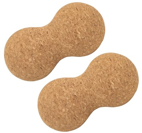 GANAZONO 2 St Ergonomisk Kork Peanut Massageboll för Djupvävnadsterapi Bärbar Dubbel Lacrosse Roller för Fot och Muskelavslappning Lämplig för Yoga och Fitness Återhämtning